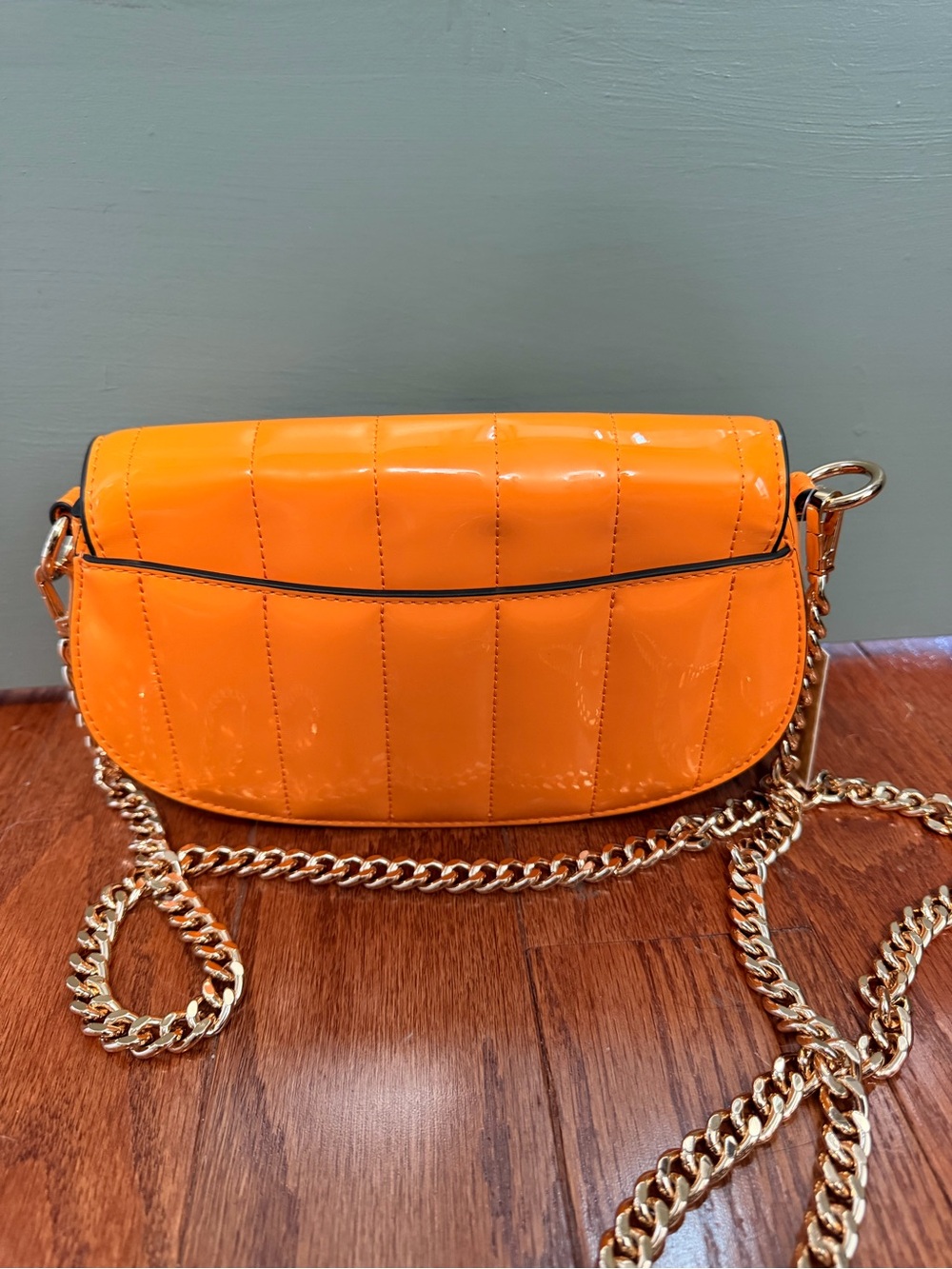 Michael Kors Mila Small Patent Convertible Crossbody Bag in Pop Orange - Picture 3 of 8